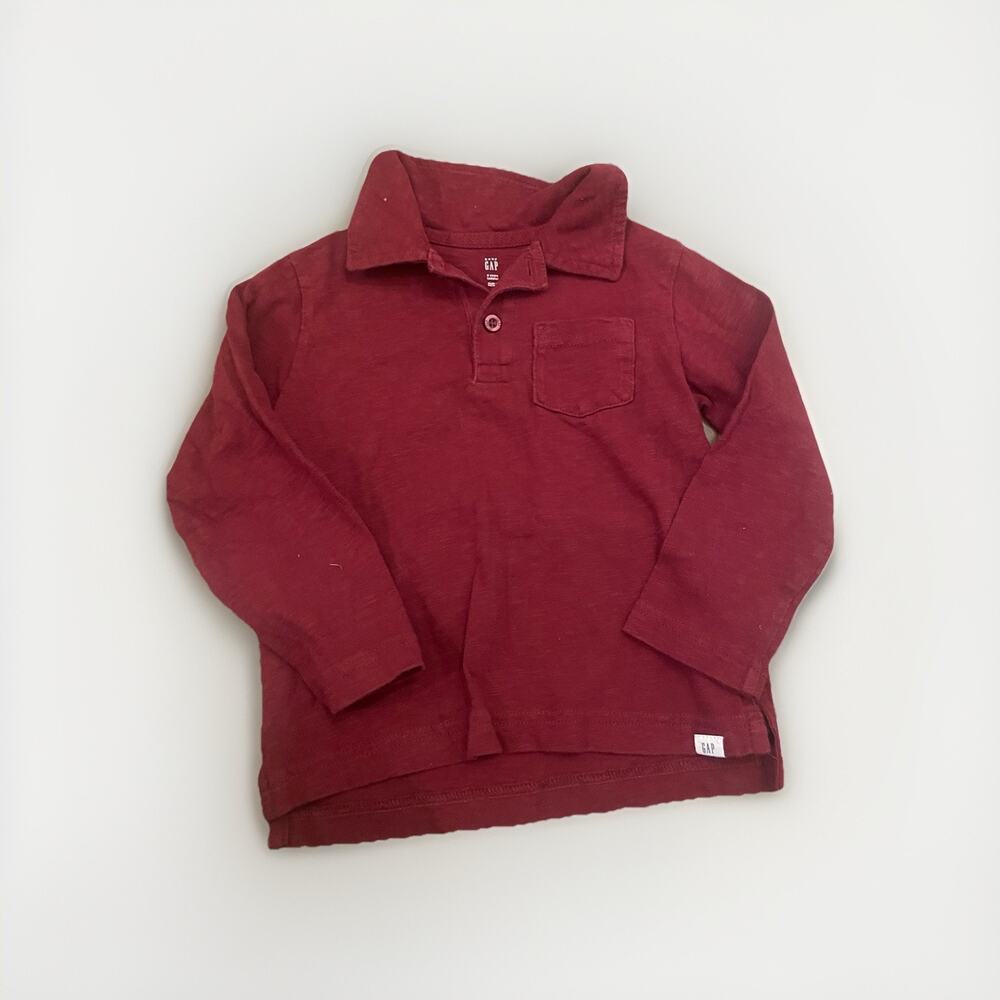 Baby Gap Toddler Boys Long-Sleeve Collared Maroon Shirt Size 3t‎